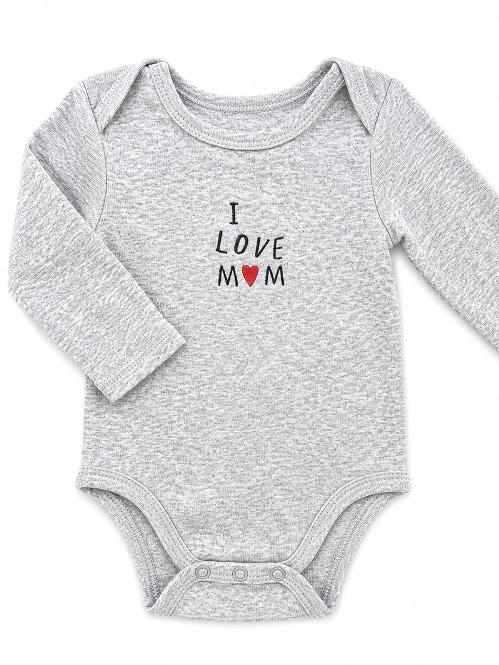 H&M Gray Long-Sleeve Baby One-Piece with Red Heart